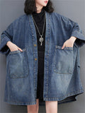 Fashion Oversized Blue Denim Jacket For Women