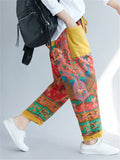 Printed Drawstring Straight Leg Pants With Pockets