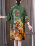 Female Summer Chinese Style Silky A-line Dress