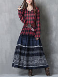 Women's Dark Blue Casual Embroidery Ankle-length Skirts