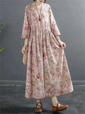 Cotton Linen Floral Slim Women's Dresses