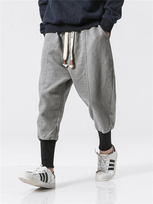 Men's Winter Fashion Drawstring Thick Ankle Banded Pants