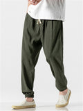 Solid Color Breathable Linen Jogger Pants for Men