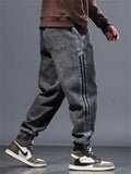 Autumn Winter Thick Oversized Male Black Grey Harem Jeans