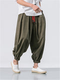 Vintage Japanese Street Style Loose Cozy Linen Pants for Men