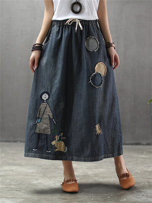 Vintage Rabbit Printed Women's Skirt