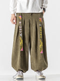 Fashion Embroidery Corduroy Wide Leg Pants for Men