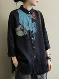 Ladies Vogue Spring Autumn Linen Oversized Chic Shirts