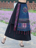 Women's Jacquard Applique Elasticated Waist Embroidered Ethnic Skirt