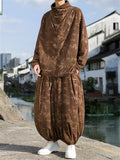 Male Bamboo Leaves Pullover T-shirt & Pants Corduroy Outfits