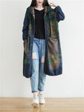 Retro Printed Hooded Denim Jacket Coat