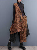 Chic Jacquard Irregular Hem Vest & Straight-Leg Pants