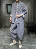 Men's Chinese Style Cotton Linen Casual Lightweight Solid Outfits