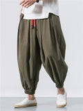 Vintage Japanese Street Style Loose Cozy Linen Pants for Men