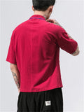 Chinese Style Retro Embroideried Stand Collar Shirts for Men