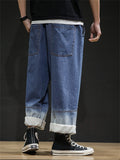 Fashion Patchwork Color Elastic-waist Jeans