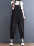 Vintage Female Loose Sleeveless Denim Jumpsuits In Stock