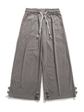 Men's Striped Textured Knot Button Ankle Tie Pants