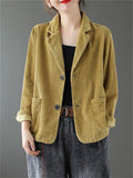 Vintage Casual Short Corduroy Blazers for Women