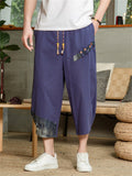 Cotton Linen Breathable Loose Men's Cropped Pants