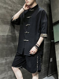 Chinese Style Cotton Solid Color Men's Outfits