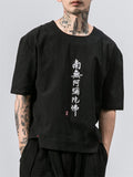 Namo Amitabha Printed Linen T-shirt for Men