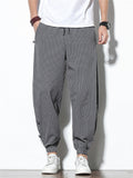 Vertical Stripe Summer Autumn Linen Casual Men's Long Pants