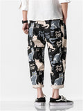 Cats Printed Casual Cropped Pants