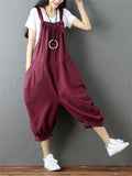 Vintage Fashion Solid Color Denim Jumpsuit