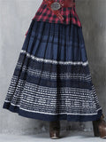 Women's Dark Blue Casual Embroidery Ankle-length Skirts