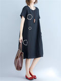 Women's Cozy Cotton Linen Midi Dress for Summer