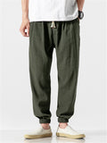 Solid Color Breathable Linen Jogger Pants for Men