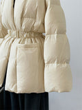 Women's Chic V Neck Tie-Waist Wrap White Duck Down Coat