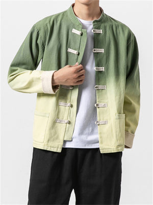 Stand Collar Gradients Casual Jackets Coat