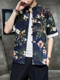 Fashion Chinese Printed Short Sleeve Men's Shirts