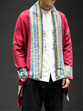 Men's Contrast Color Japanese Style Linen Tops