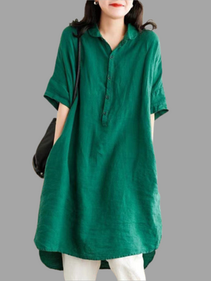 Women's Short Sleeve Casual Cotton Linen Holiday Dresses