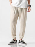 Solid Color Breathable Linen Jogger Pants for Men