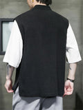 Fake Two Pieces Men's Splicing Half Sleeve Linen Shirt