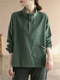 Corduroy Autumn Winter Literary Solid Slimming Ladies Shirts