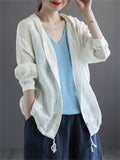 Cotton Linen New Hooded Female Jackets