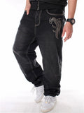 Men's Plus Size Street Style Embroidered Jeans