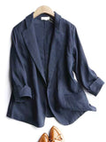 Women's Fashion Comfy 3/4 Sleeve Cotton Linen Blazers