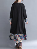 Round Neck Patchwork Long Sleeve Dresses