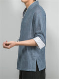 Cotton Linen Half Sleeve Lace-up Shirts