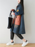 Denim Patchwork Hooded Jacket Coat