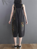 Women's Straight Wide Leg Vogue Printed Black Jumpsuits