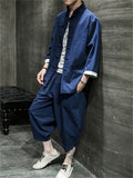 Men's Chinese Style Cotton Linen Casual Lightweight Solid Outfits