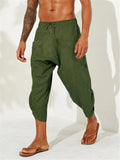 Men's Calf Length Linen Harem Pants