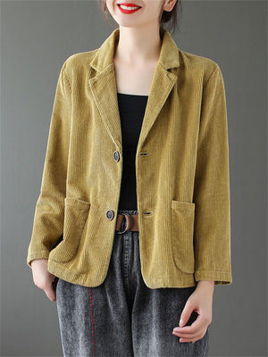 Vintage Casual Short Corduroy Blazers for Women